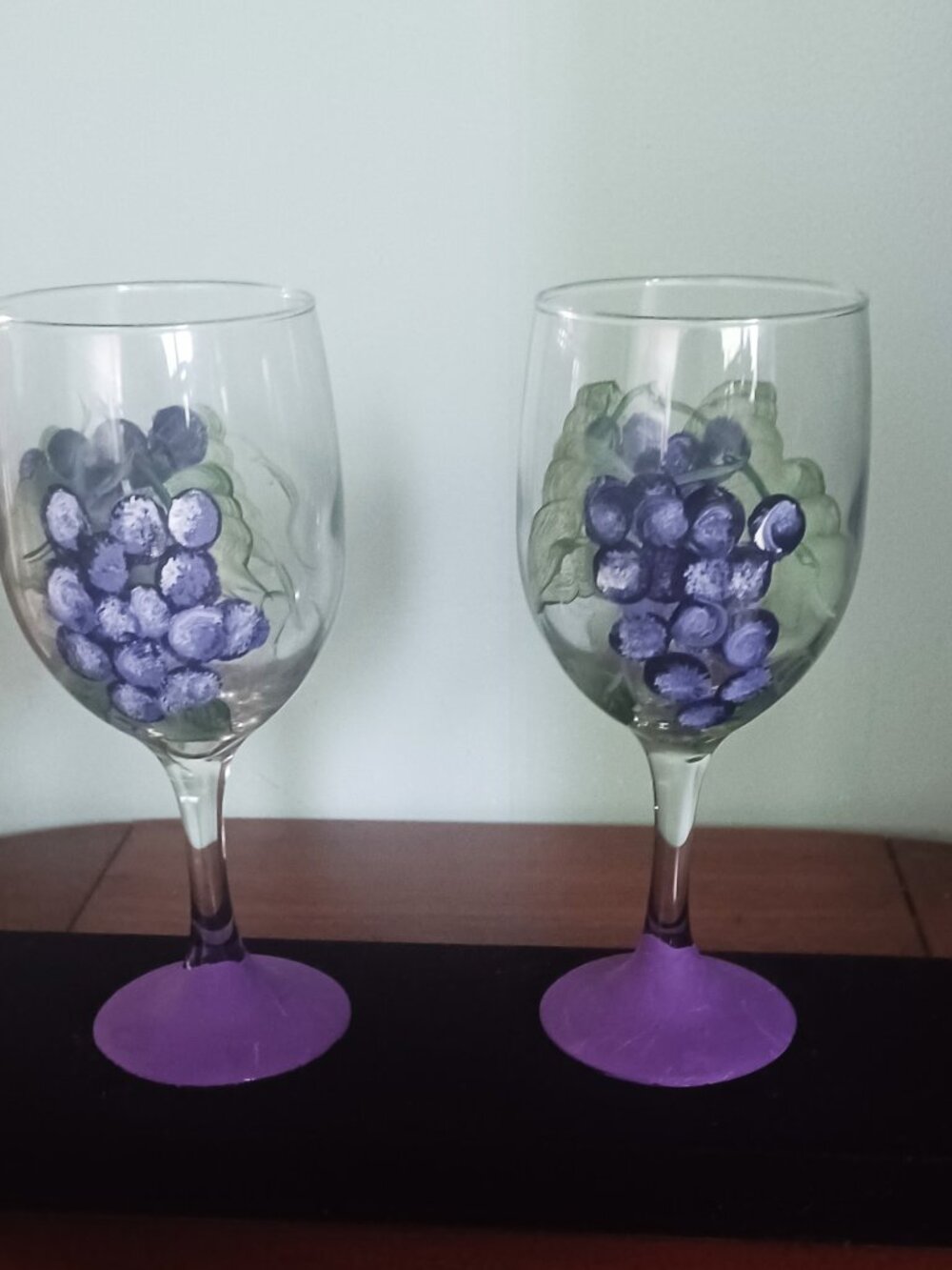 Pair of Hand-Painted Wine Glasses (or all 4)